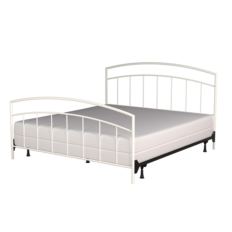 Hillsdale Julien Modern Sturdy Metal Queen Size Bed in Textured White
