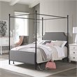 Hillsdale McArthur Metal/Fabric Upholstered Queen Canopy Bed in Black