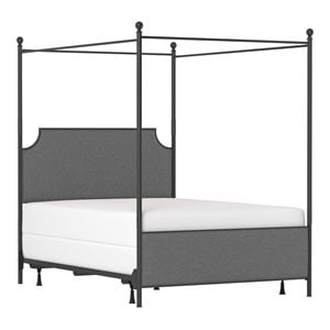 Hillsdale McArthur Metal/Fabric Upholstered Queen Canopy Bed in Black