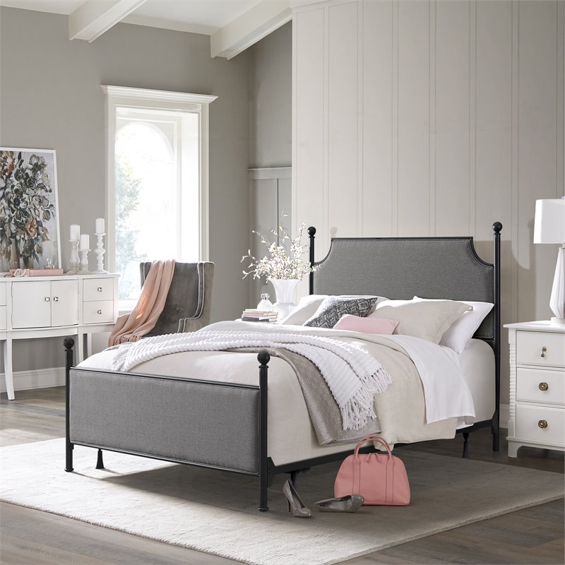 Hillsdale McArthur Transitional Metal/Fabric Queen Bed in Black