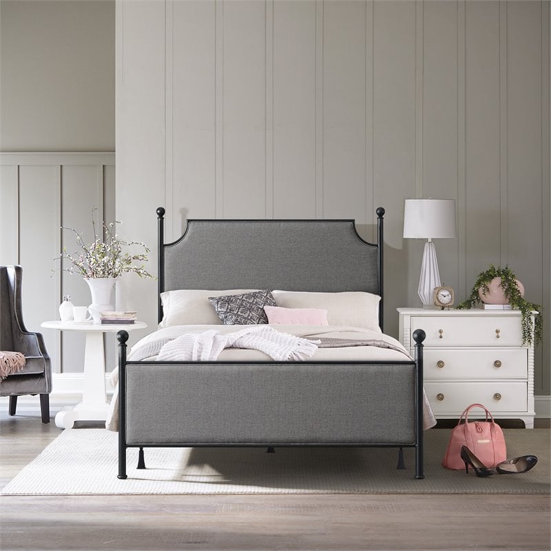 Hillsdale McArthur Transitional Metal/Fabric Queen Bed in Black