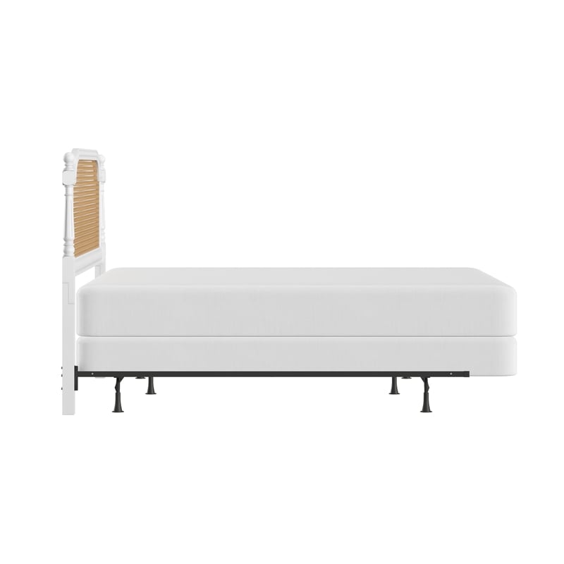 Hillsdale Melanie Coastal Wood and Cane King Headboard with Frame in White