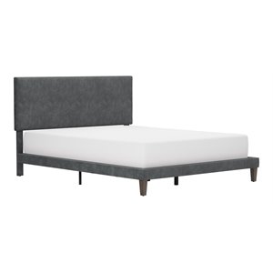 hillsdale muellen wide rail modern wood/vinyl queen bed in gray