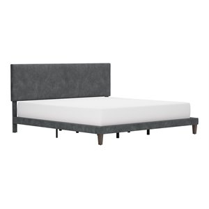 hillsdale muellen wide rail modern wood/vinyl king bed in gray