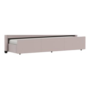 hillsdale jamie transitional wood/mdf/fabric twin daybed trundle in blush pink