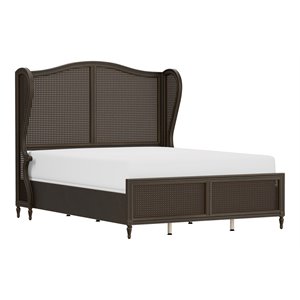 hillsdale sausalito transitional wood queen bed with wing back in bronze