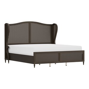 Hillsdale Sausalito Transitional Wood King Bed with Wing Back in Bronze
