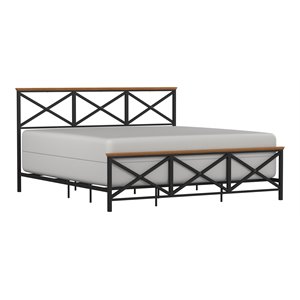 hillsdale ashford mid-century modern wood/metal king bed in black