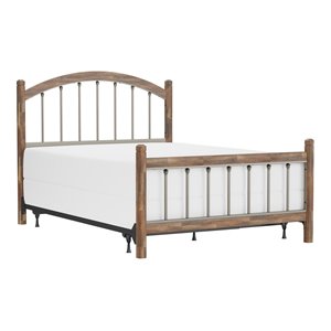 hillsdale bayfront traditional acacia wood/steel metal queen bed in gray