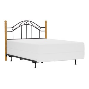 hillsdale winsloh metal and wood full/queen headboard with frame in black