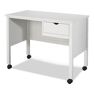 hillsdale schoolhouse contemporary wood desk with rolling casters in white