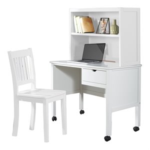 hillsdale schoolhouse 4.0 wood desk with hutch and chair in white