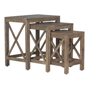 Hillsdale Wilkerson 3-Piece Contemporary Wood Nesting Tables in Brown