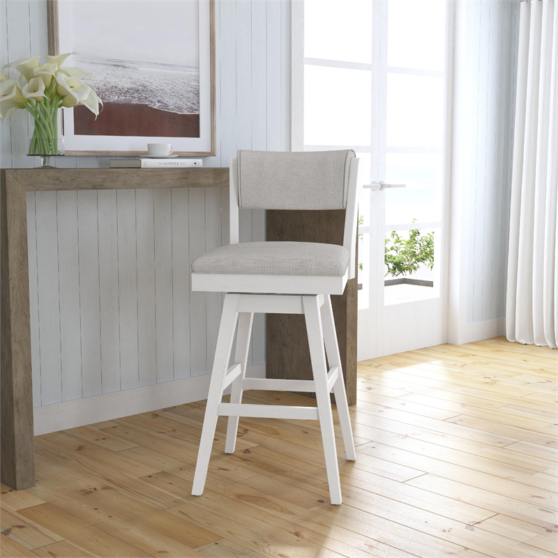 Hillsdale Furniture Clarion Wood and Upholstered Bar Height Swivel Stool White