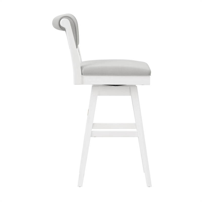 Hillsdale Furniture Clarion Wood and Upholstered Bar Height Swivel Stool White