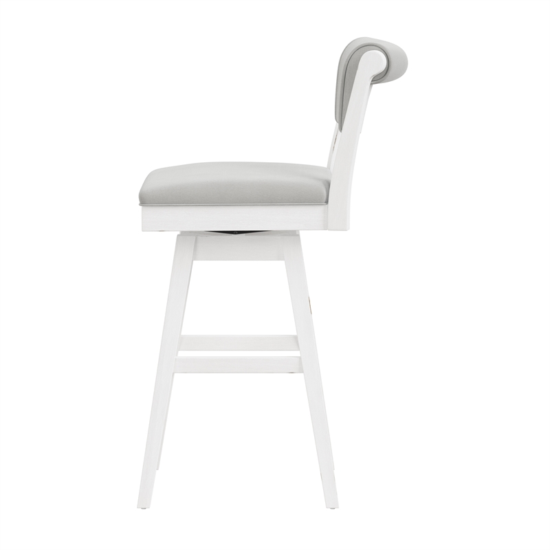 Hillsdale Furniture Clarion Wood and Upholstered Bar Height Swivel Stool White