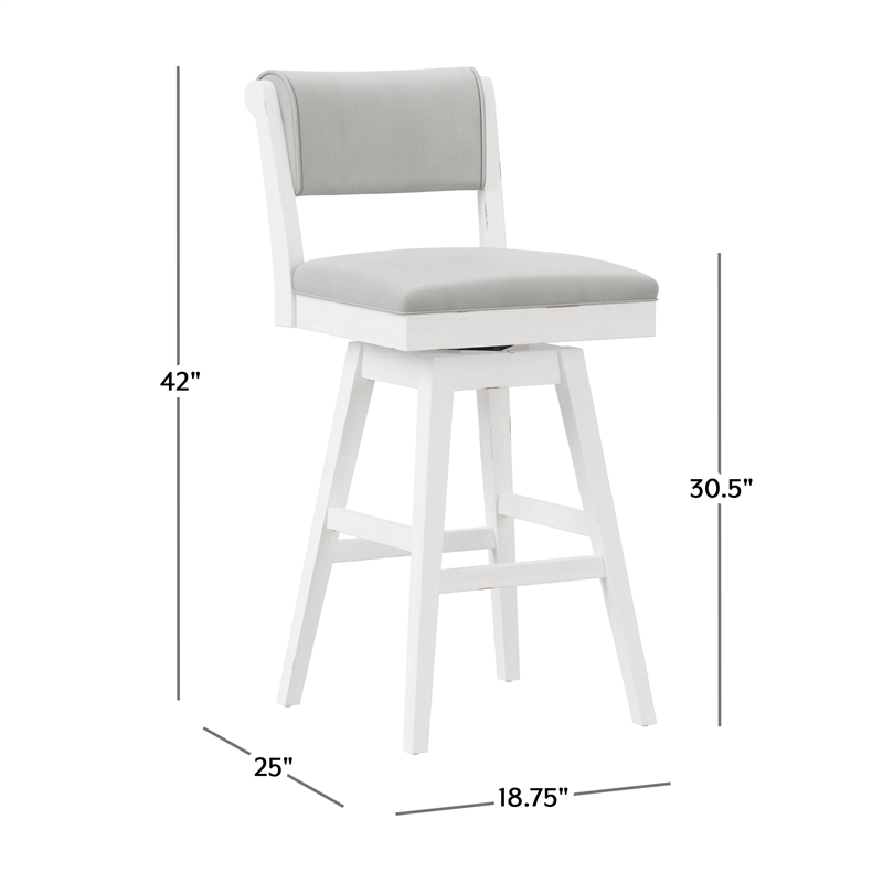 Hillsdale Furniture Clarion Wood and Upholstered Bar Height Swivel Stool White