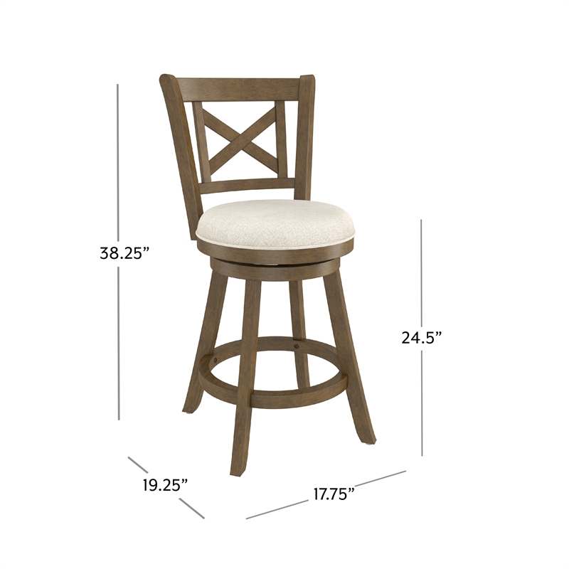 Hillsdale Furniture Hamlin Wood Counter Height Swivel Stool Brush Gray