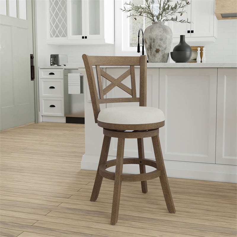 Hillsdale Furniture Hamlin Wood Counter Height Swivel Stool Brush Gray