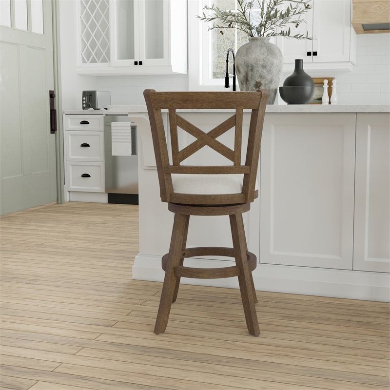 Hillsdale Furniture Hamlin Wood Counter Height Swivel Stool Brush Gray