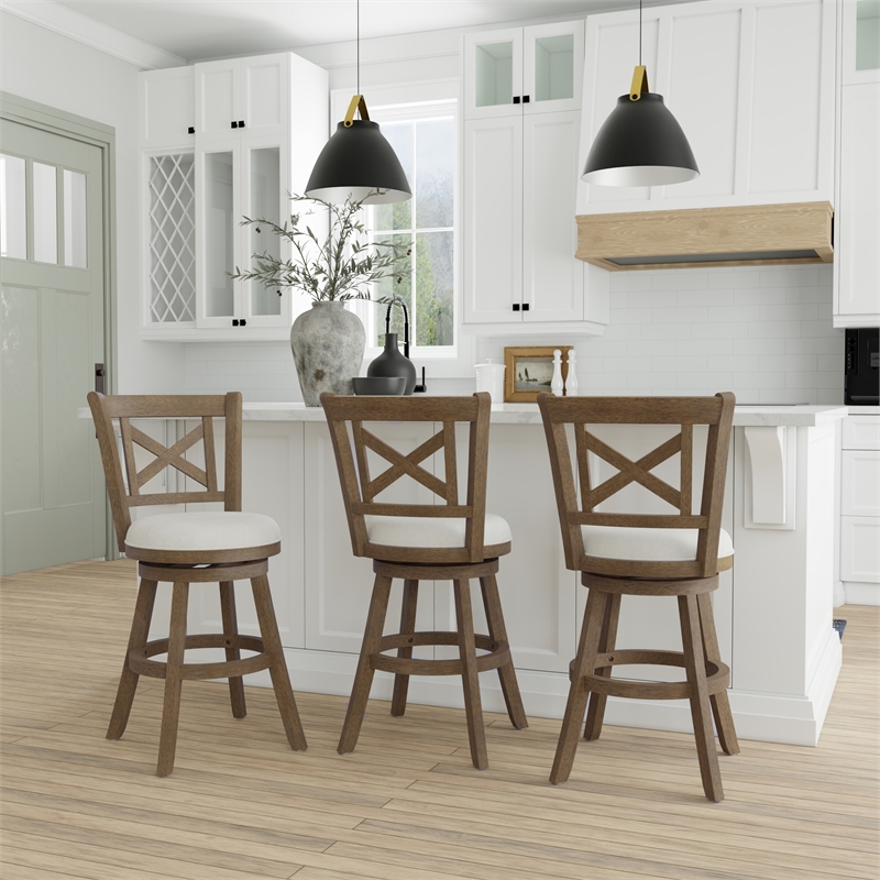 Hillsdale Furniture Hamlin Wood Counter Height Swivel Stool Brush Gray