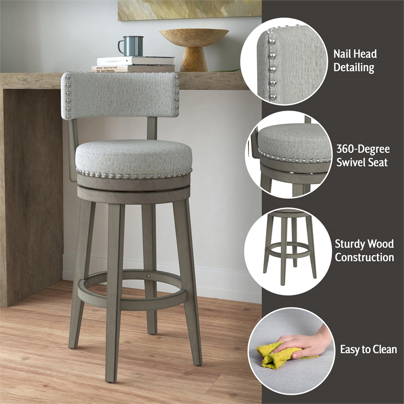 Hillsdale Furniture Lawton Wood Bar Height Swivel Stool Walnut