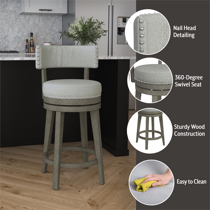 Hillsdale Furniture Lawton Wood Counter Height Swivel Stool Walnut