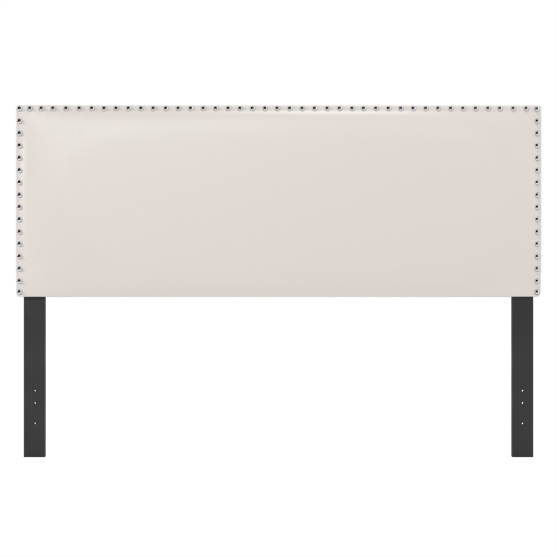 Hillsdale Gayle Nail Head Trim Upholstered Queen Bed White Faux Leather