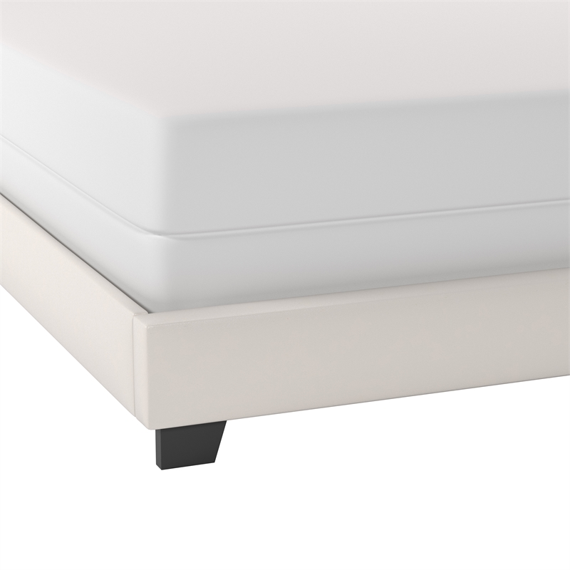 Hillsdale Gayle Nail Head Trim Upholstered King Bed White Faux Leather