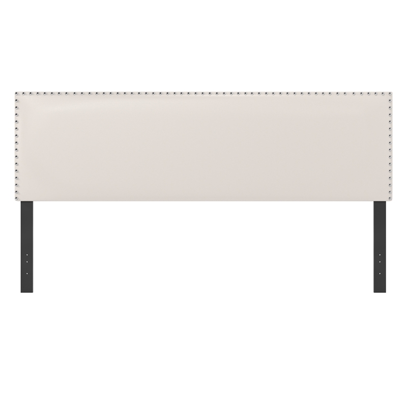 Hillsdale Gayle Nail Head Trim Upholstered King Bed White Faux Leather