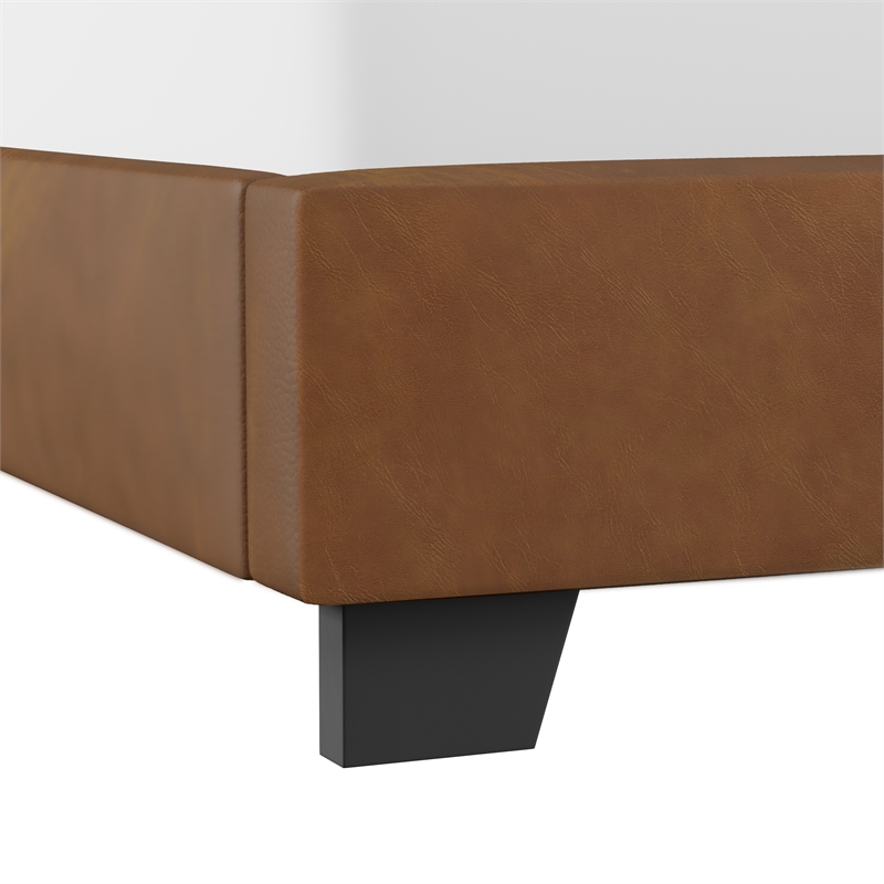 Hillsdale Gayle Nail Head Trim Queen Upholstered Bed Saddle Brown Faux Leather