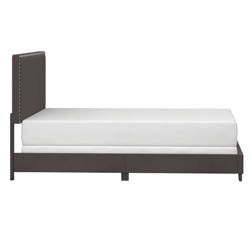 Hillsdale Gayle Nail Head Trim Queen Upholstered Bed Charcoal Gray Faux Leather