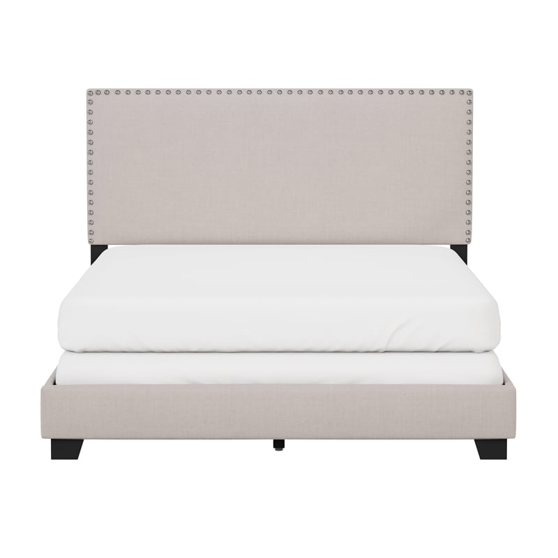 Hillsdale Gayle Nail Head Trim Upholstered Full Bed Gray Fog Fabric