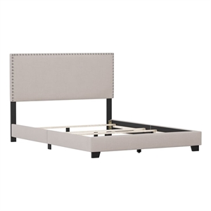 Hillsdale Gayle Nail Head Trim Upholstered Full Bed Gray Fog Fabric