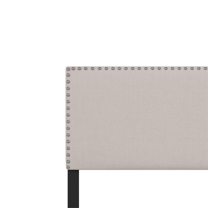 Hillsdale Gayle Nail Head Trim Upholstered Queen Bed Gray Fog Fabric