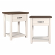 Hillsdale Milligan Wood Nightstand with 1 Drawer and Shelf Set of 2 Ivory