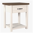 Hillsdale Milligan Wood Nightstand with 1 Drawer and Shelf Set of 2 Ivory