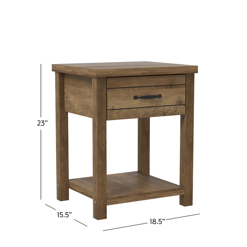 Hillsdale Milligan Wood Nightstand with 1 Drawer and Shelf Set of 2 Knotty Oak
