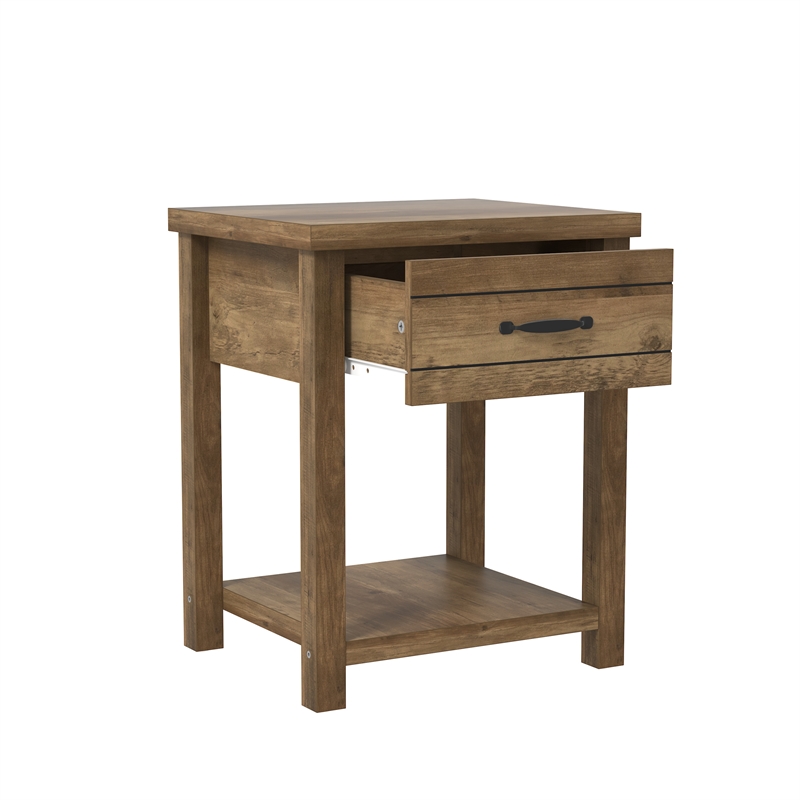 Hillsdale Milligan Wood Nightstand with 1 Drawer and Shelf Set of 2 Knotty Oak