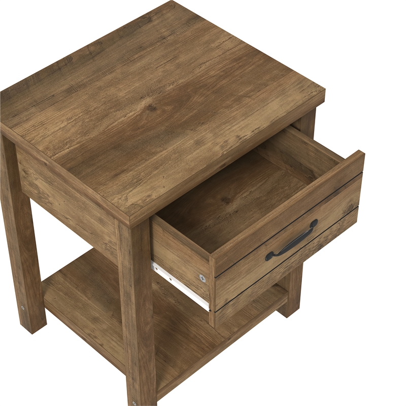 Hillsdale Milligan Wood Nightstand with 1 Drawer and Shelf Set of 2 Knotty Oak