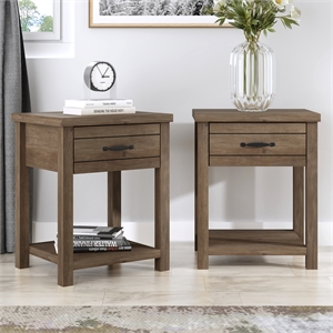 Hillsdale Milligan Wood Nightstand with 1 Drawer and Shelf Set of 2 Knotty Oak