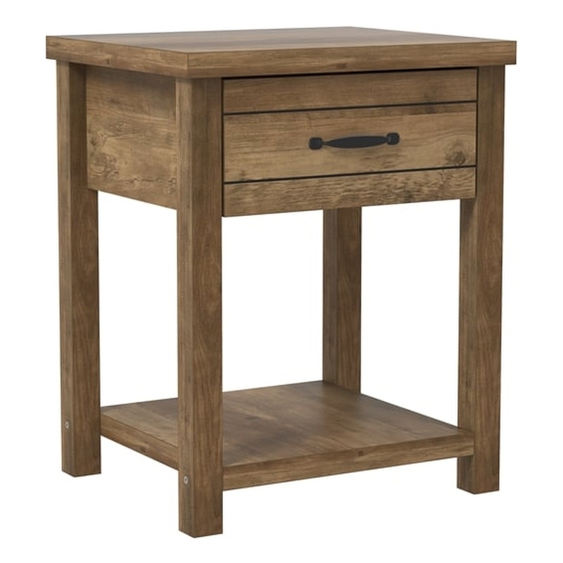 Hillsdale Milligan Wood Nightstand with 1 Drawer and Shelf Set of 2 Knotty Oak