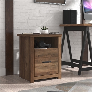 Hillsdale Lancaster Wood End Table with USB and Storage Knotty Oak