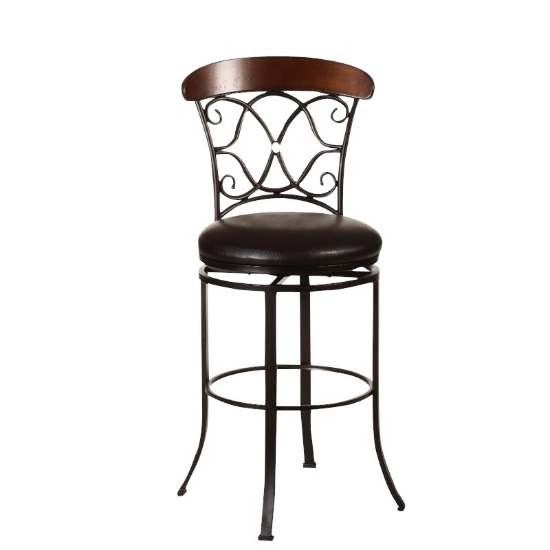 Hillsdale Dundee 30" Metal Contemporary Bar Stool In Dark Coffee/Brown ...