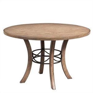 Hillsdale Charleston Round Wood Dining Table with Metal Ring in Tan