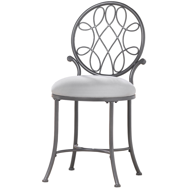 Hillsdale Furniture O'Malley Metal Vanity Stool Metallic Gray Cymax