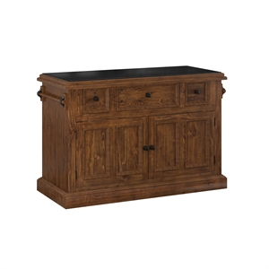 Hillsdale Tuscan Retreat Granite Top Kitchen Island in Rustic Mahogany