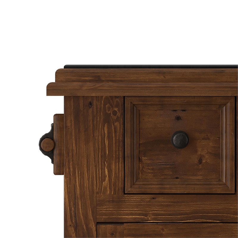 Hillsdale Tuscan Retreat Granite Top Kitchen Island in Rustic Mahogany