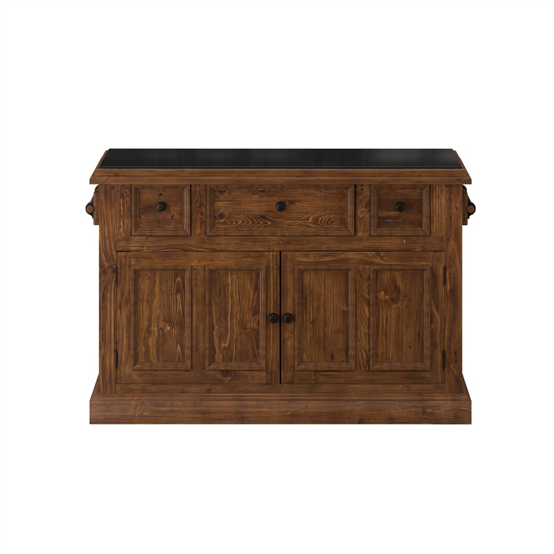 Hillsdale Tuscan Retreat Granite Top Kitchen Island in Rustic Mahogany