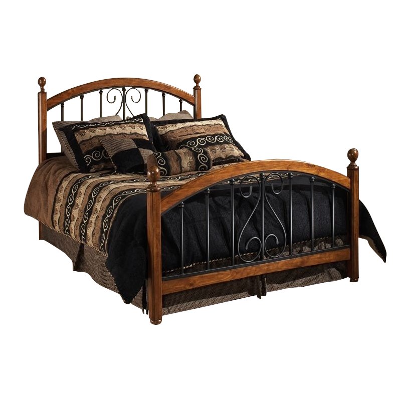 Hillsdale Burton Way Wood and Metal Poster Bed in Cherry and Black